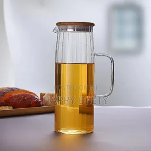 Clear Stripes/Ribbed High Borosilicate Glass Juice/Water Jug