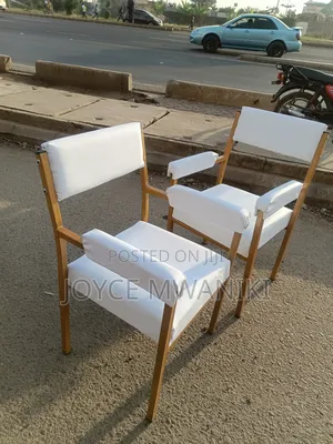 Caterina Office Chair With Armrest, White/ Gold