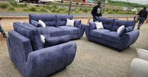 Navy Blue Fabric Living Room Set Three Piece