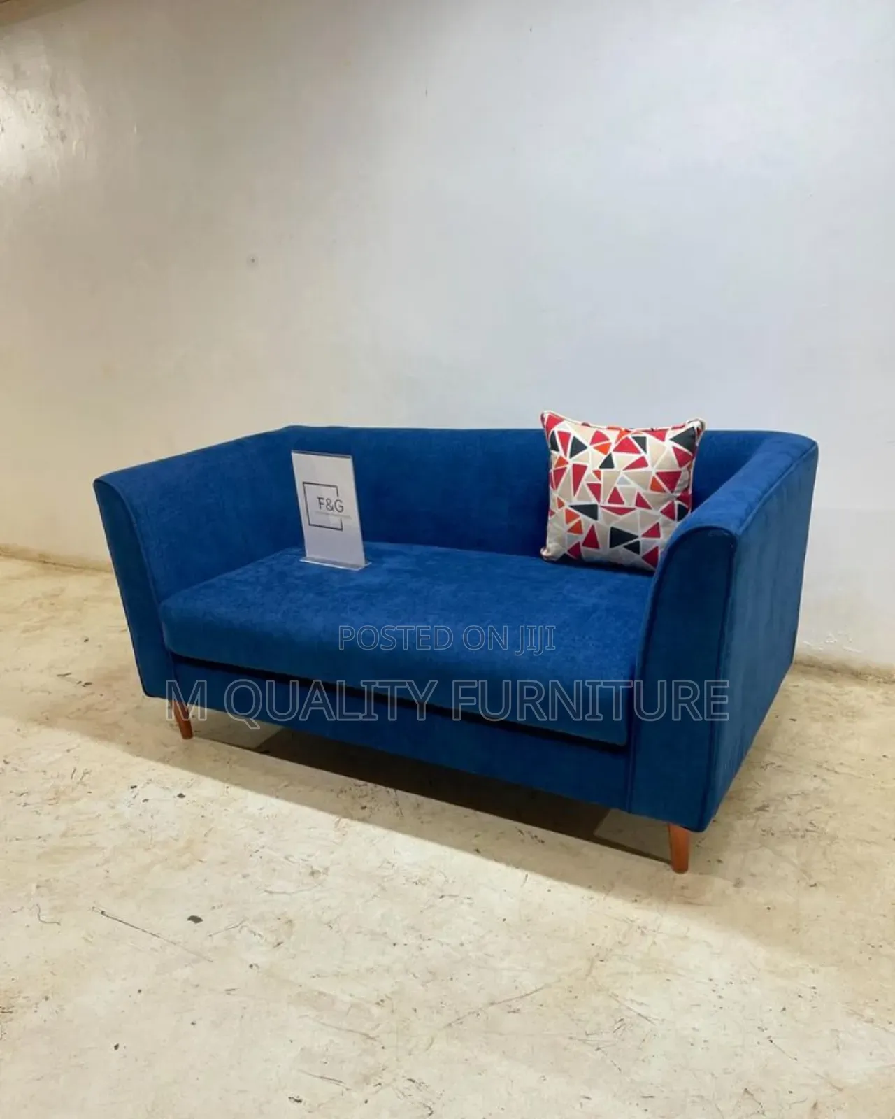 New Blue High Back Sofa