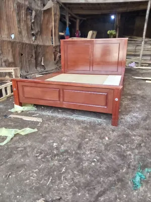 Red Wood Bed Frame With Panel Design 5 by 6