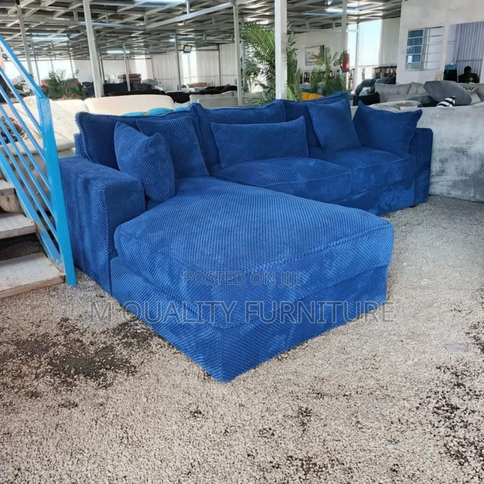 New Blue Sofa With Soft Fabric Used