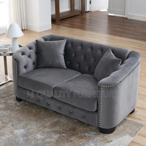2 Seater Gray Chesterfield Sofas