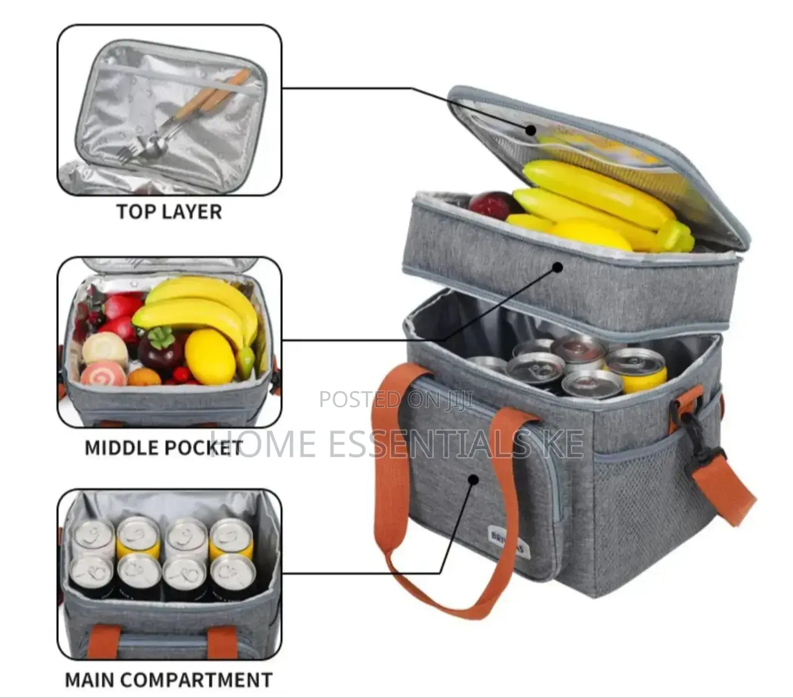 2 Compartment Large Capacity Insulation Lunch Box Bag