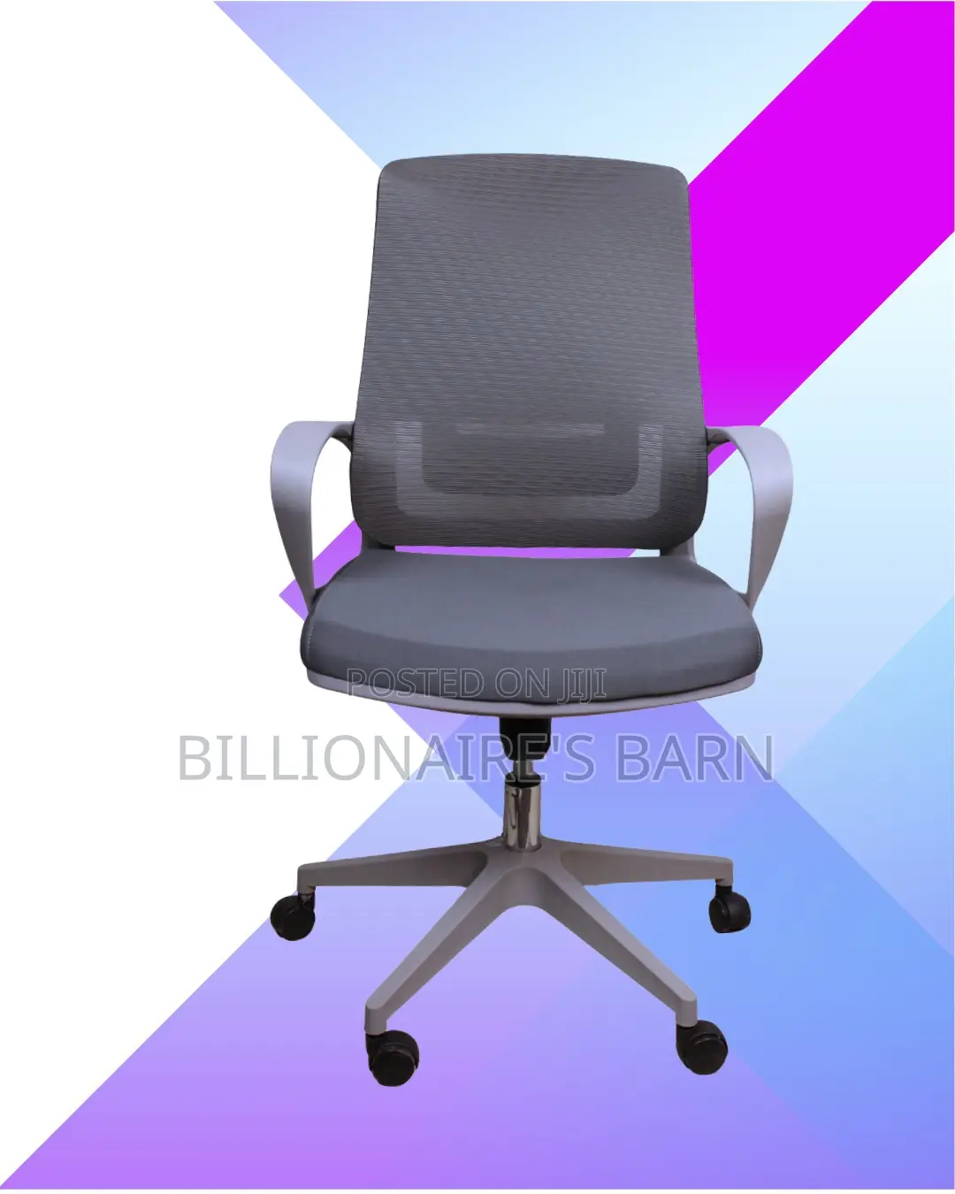 Modern Grey Ergonomic Mesh Office Chair | Padded Armrests