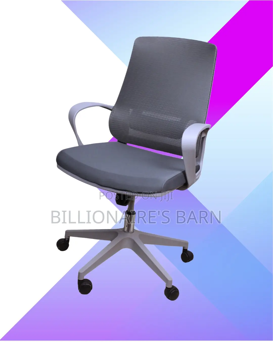 Modern Grey Ergonomic Mesh Office Chair | Padded Armrests