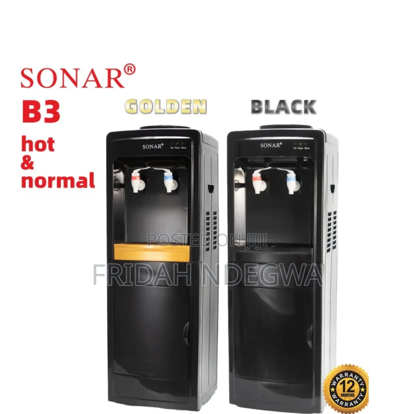 Black Sonar B3 Hot and Normal Free Standing Water Dispenser