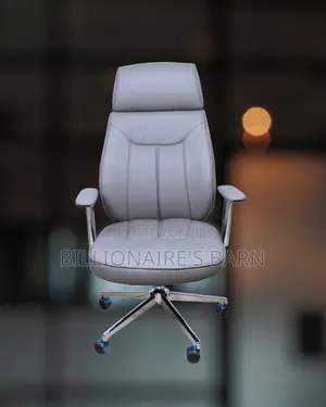Quiet-Roll Grey Executive Leather Office Chair | Swivel Base