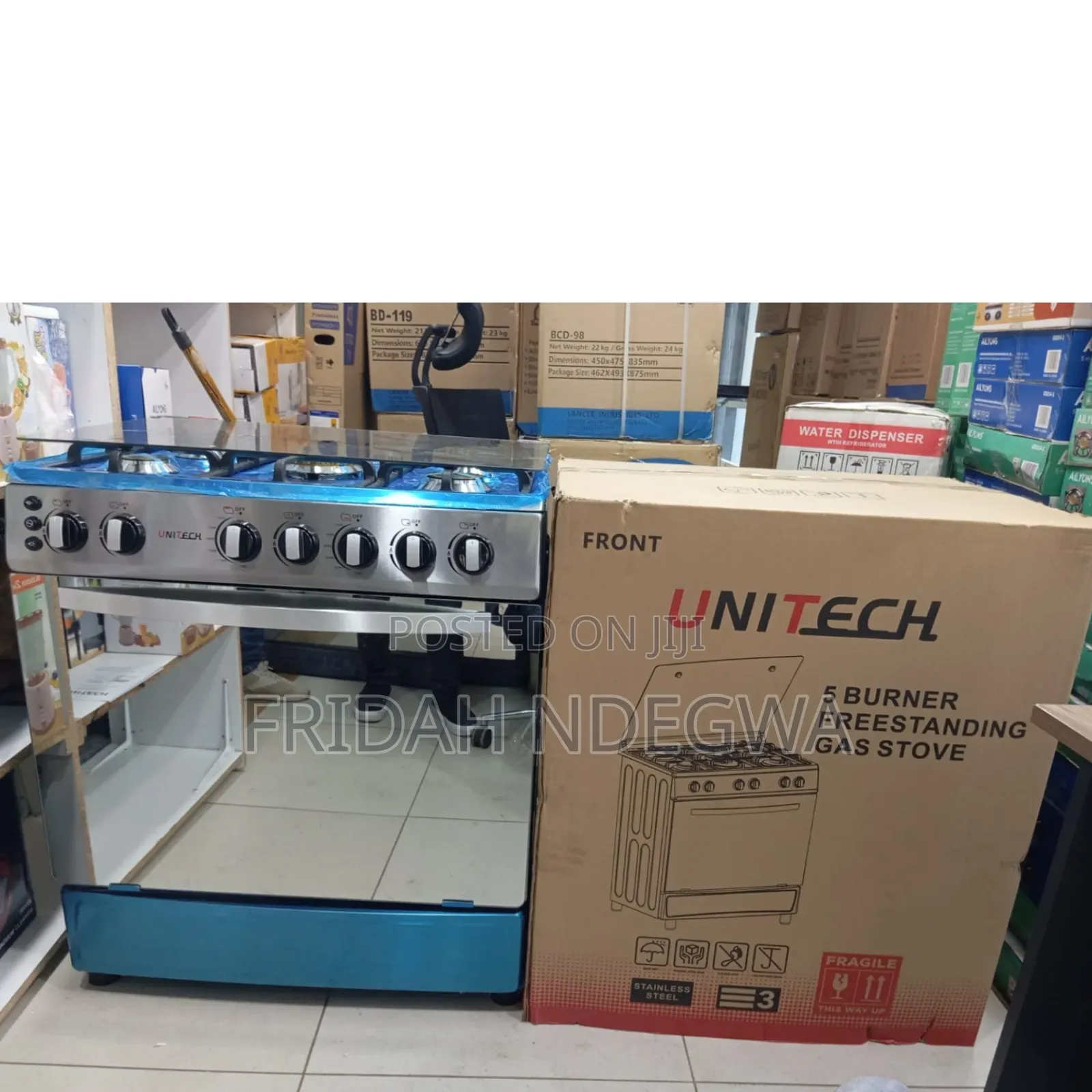 60*80 Unitech 5 Burner Freestanding Full Gas Cooker