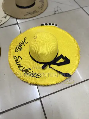 Hello Sunshine Beach Hats Summer Hats in Brown and Yellow at 800
