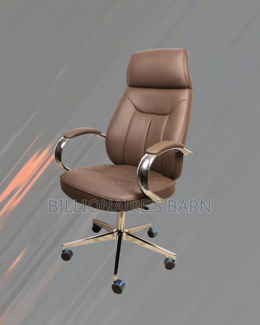 Brown Executive Leather Office Chair | Sleek Swivel Base