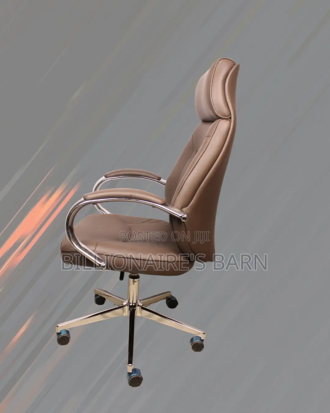 Brown Executive Leather Office Chair | Sleek Swivel Base
