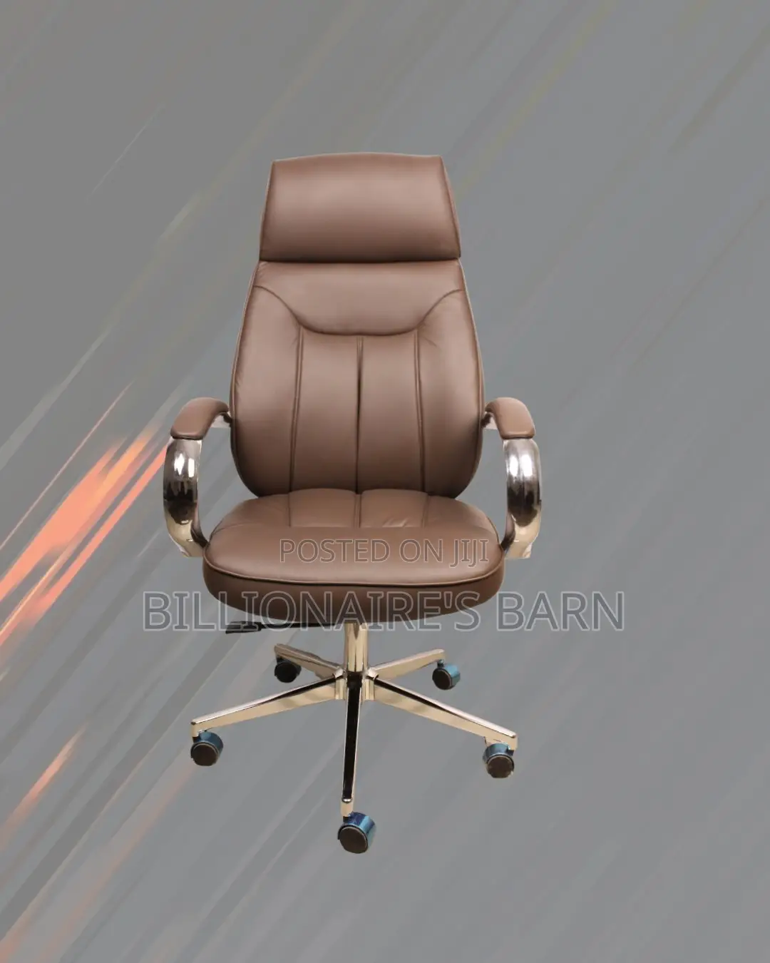 Brown Executive Leather Office Chair | Sleek Swivel Base