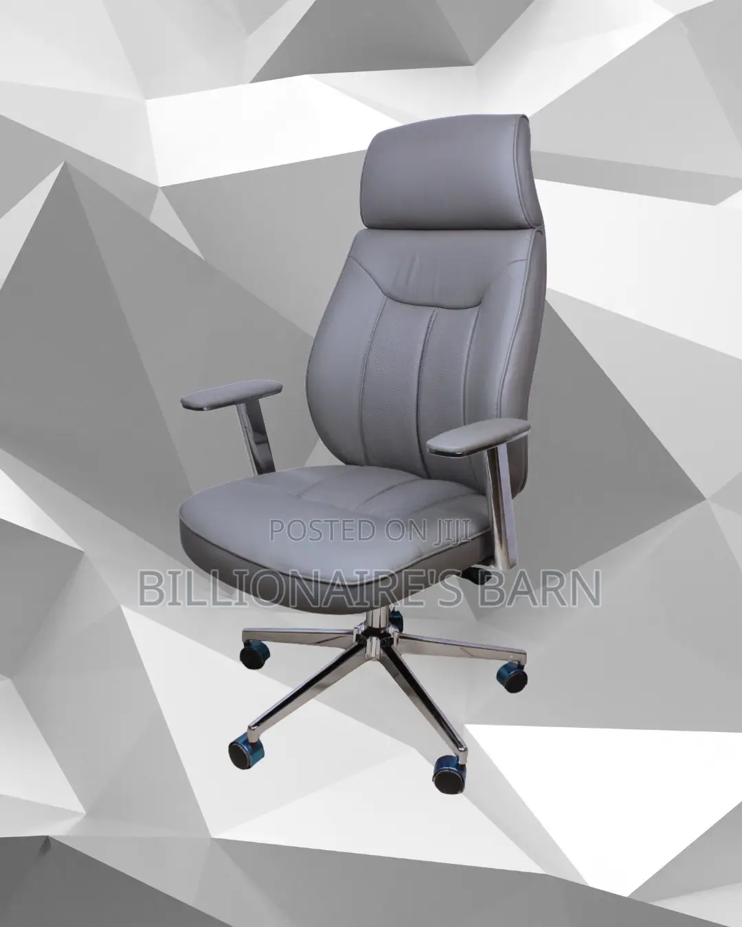 Durable Grey Executive Leather Office Chair | Steel Frame