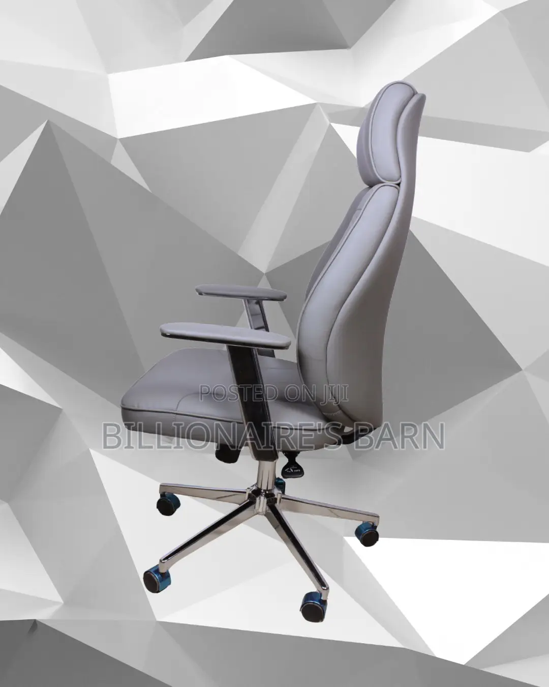 Durable Grey Executive Leather Office Chair | Steel Frame