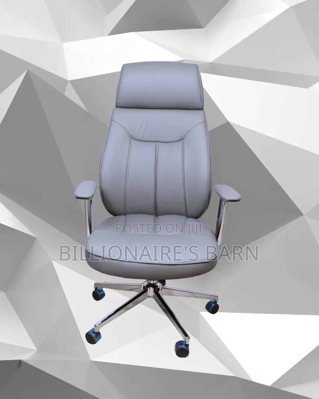 Durable Grey Executive Leather Office Chair | Steel Frame