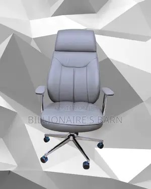 Durable Grey Executive Leather Office Chair | Steel Frame