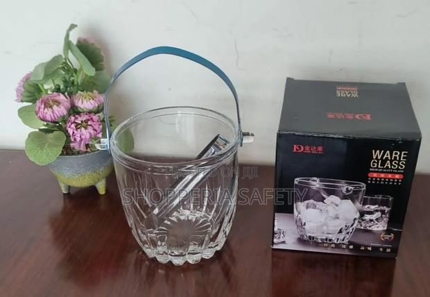 Glass Ice Cube Bucket With a Stainless Lid - main view