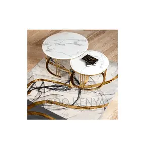 Coffee Table; Modern White Marble Dining Table Set