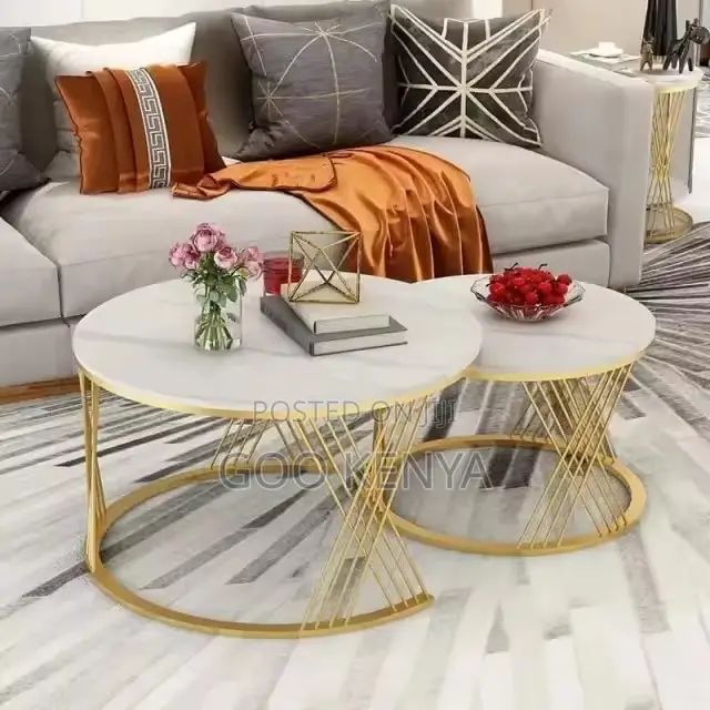 Coffee Table; Modern White Marble Dining Table Set