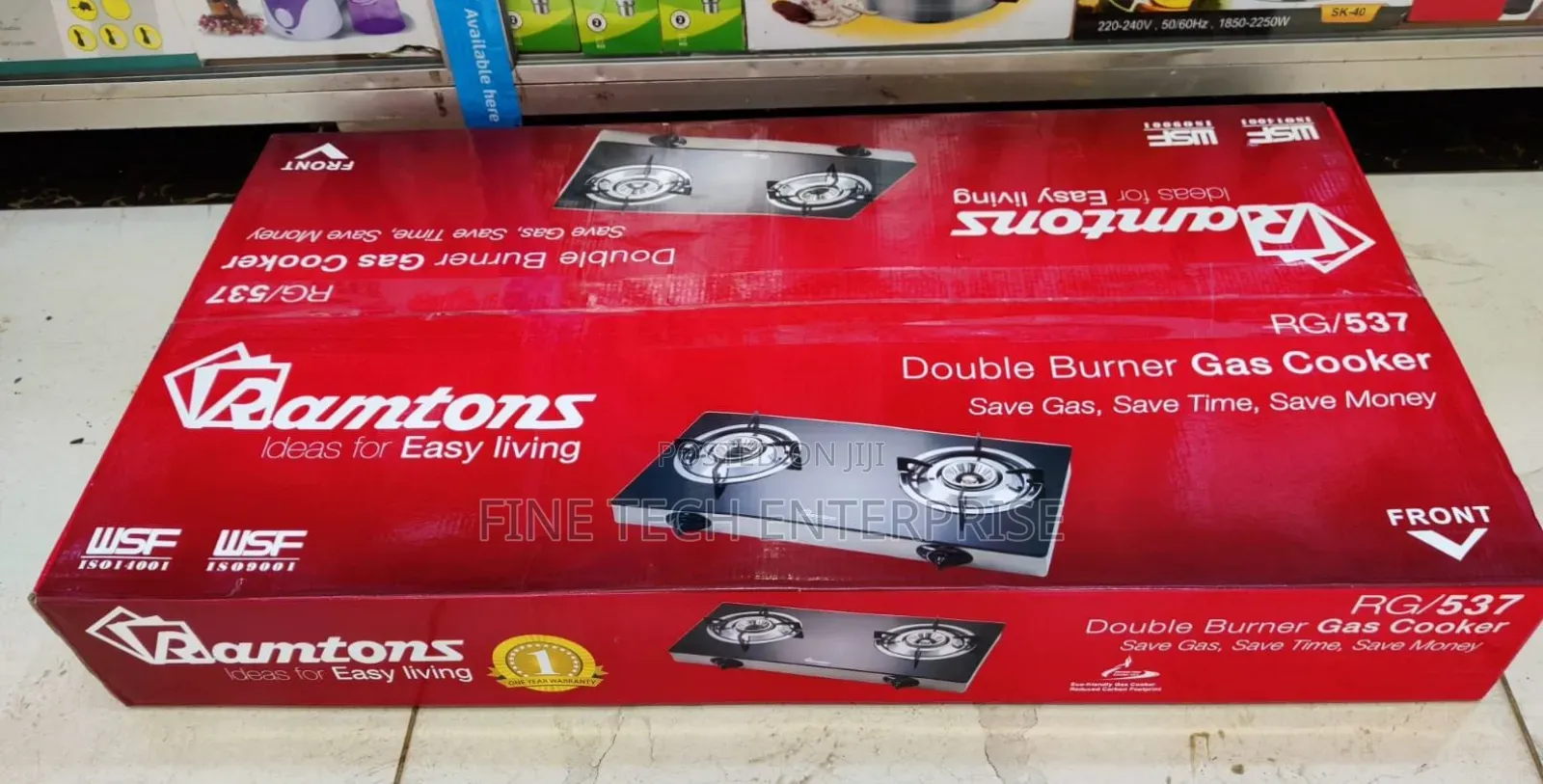 *Ramtons 2burner Gas Cooker Ceramic Top Rg537