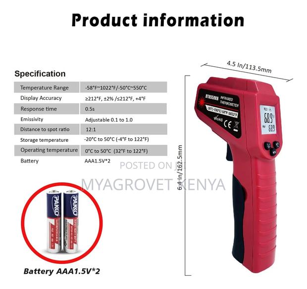 Infrared Thermogun / Noncontact Thermometer / Pyrometer /-50 to 550° C