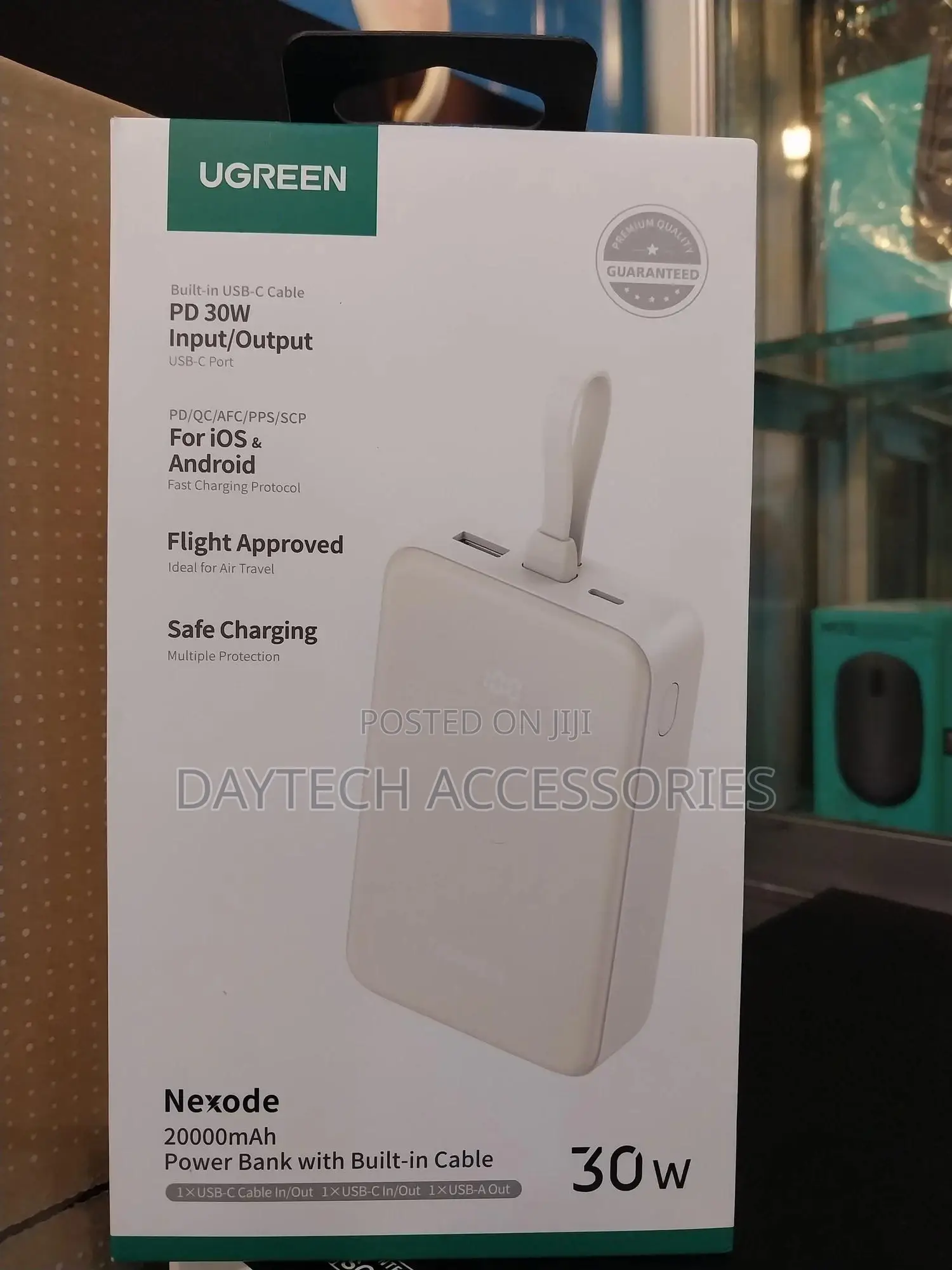 Ugreen 20000mah 20w Power Bank With Integrated Type-C Cable – Pb505.