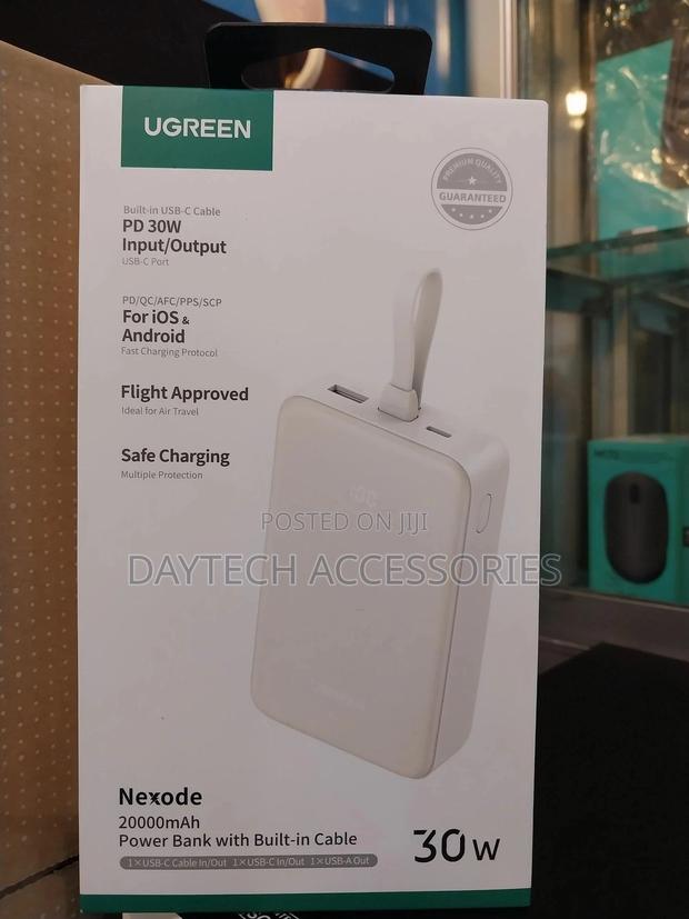 Ugreen 20000mah 20w Power Bank With Integrated Type-C Cable – Pb505.