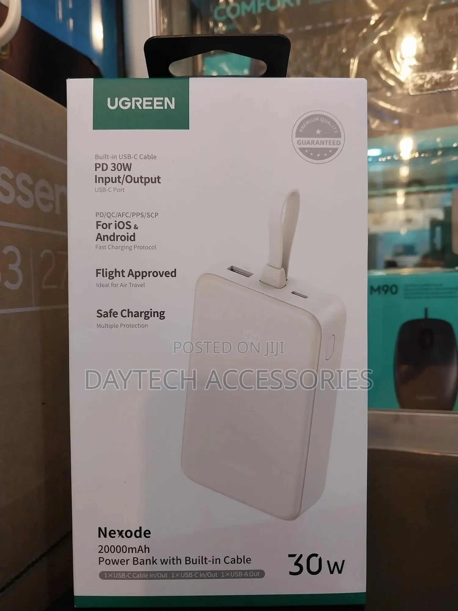 Ugreen 20000mah 20w Power Bank With Integrated Type-C Cable – Pb505.