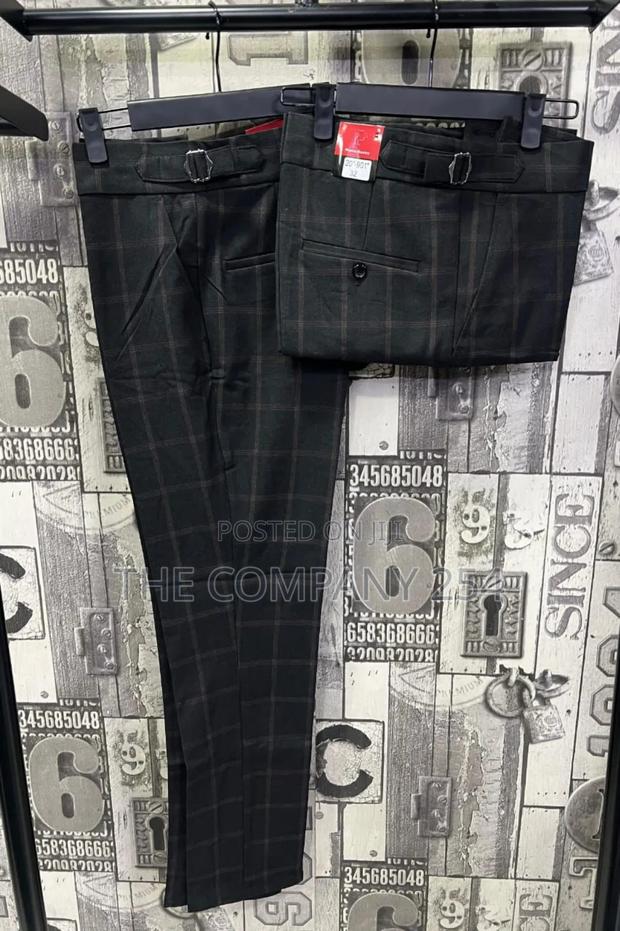 Quality Casual Checked Design Men Chino Adjustible Trousers - thumbnail 2