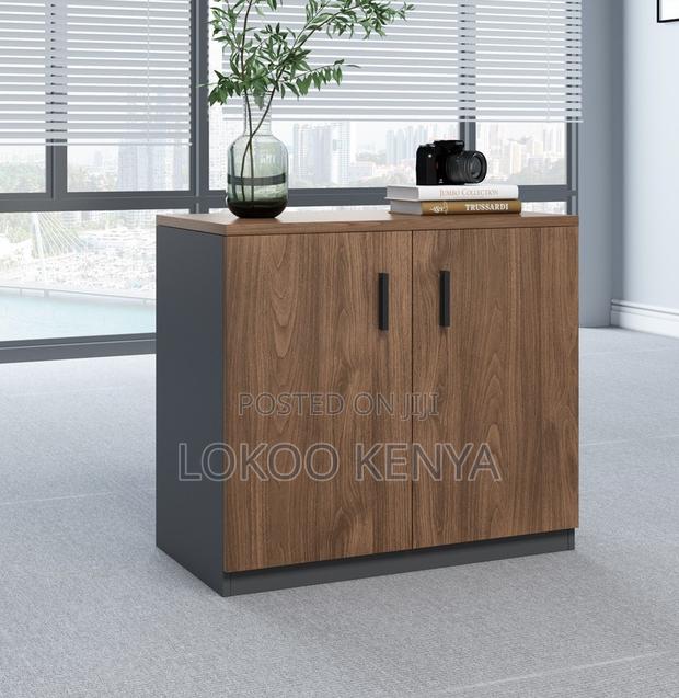 Office Cabinet : 2-Door File Storage Cabinet – Wood Finish