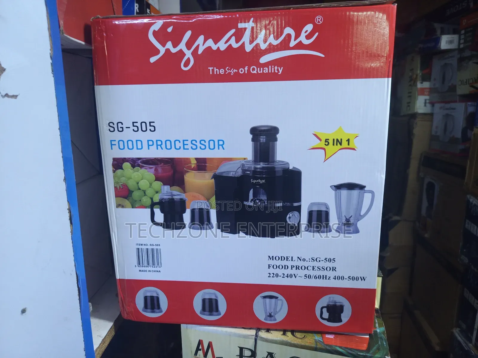 Signature Sg-505 5-in-1 Food Processor With Safety Switch 
