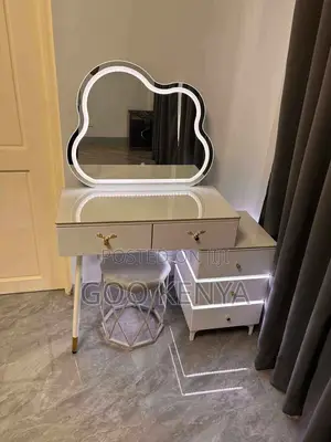 Dressing Table; White Vanity Dressing Table With Mirror and Led Light