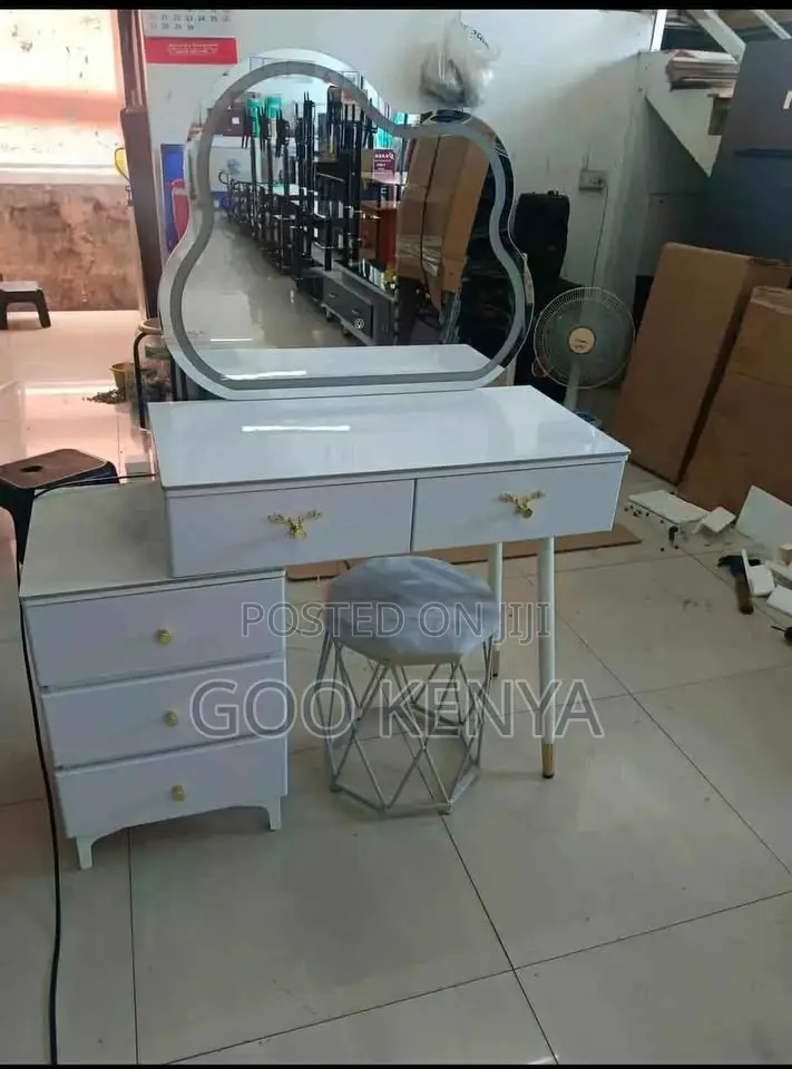 Dressing Table; White Vanity Dressing Table With Mirror and Led Light