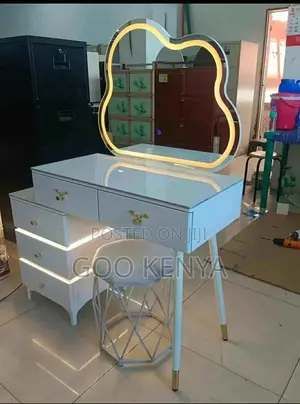 Dressing Table; White Vanity Dressing Table With Mirror and Led Light