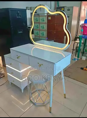 Dressing Table; White Vanity Dressing Table With Mirror and Led Light