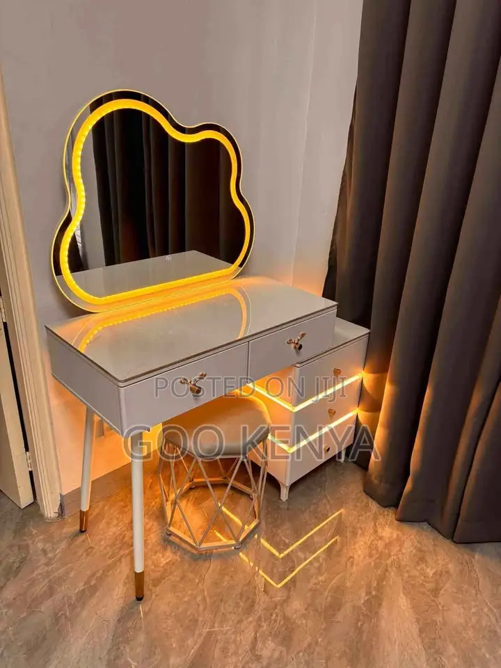 Dressing Table; White Vanity Dressing Table With Mirror and Led Light