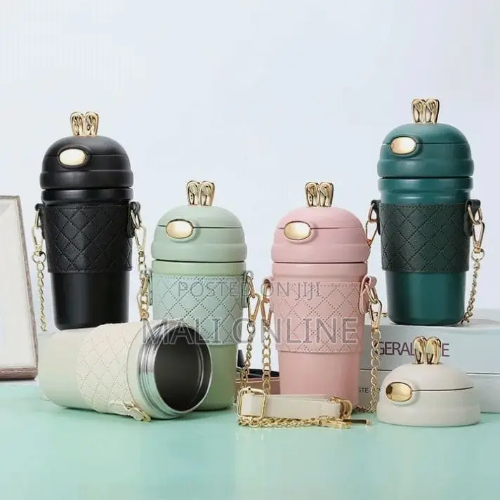 Super Cute Bunny Ear Water Bottle With Straw & Strap 1-litre Bottle