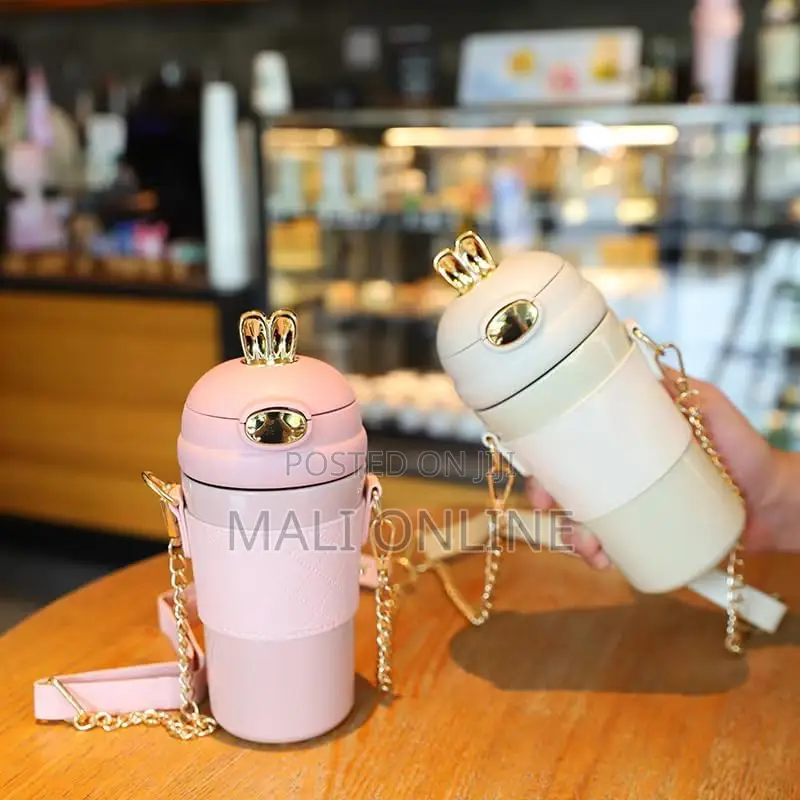 Super Cute Bunny Ear Water Bottle With Straw & Strap 1-litre Bottle
