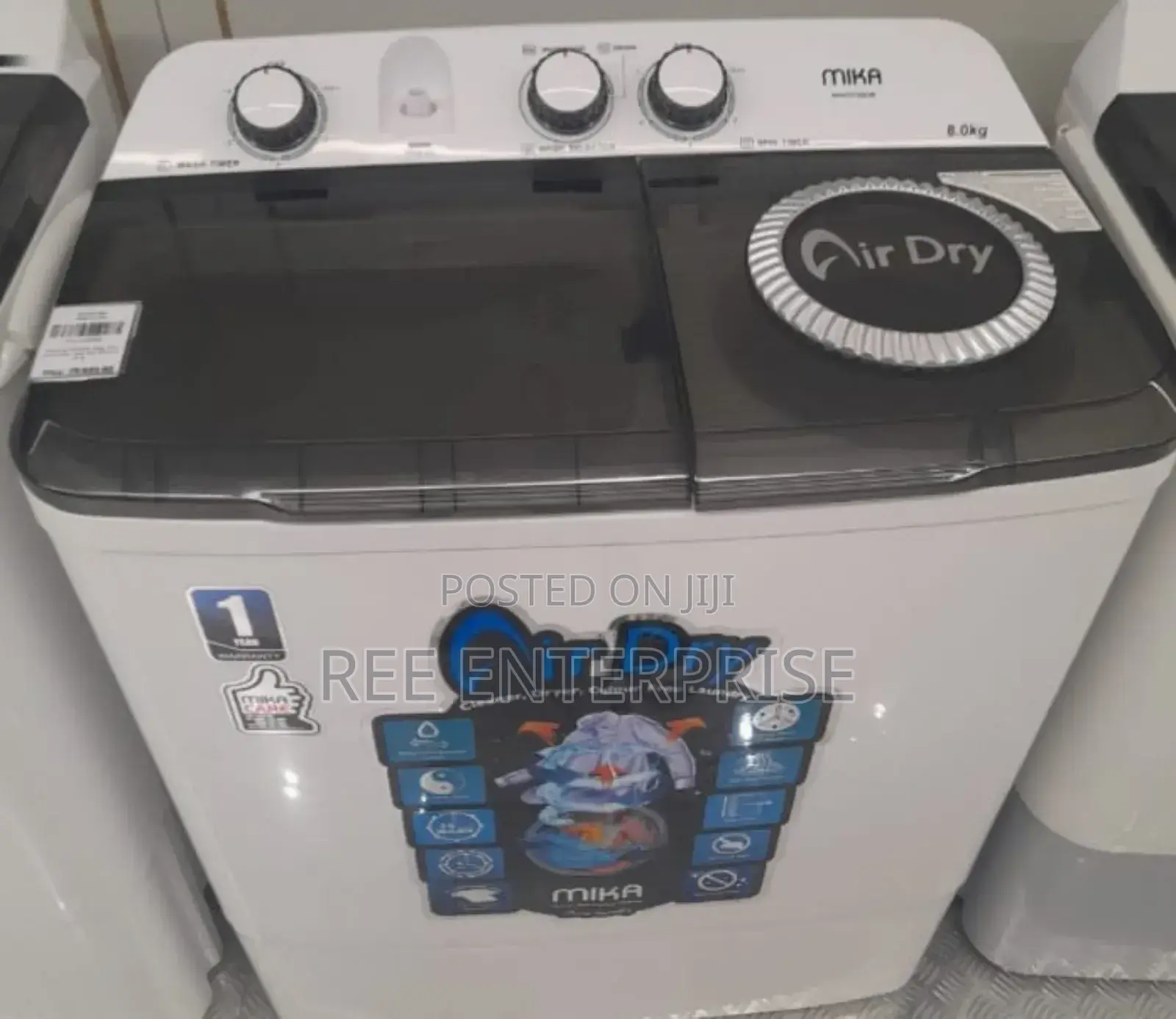 Offer While Stock Last 
Mika 9kgs Twin Tub Washing Machine