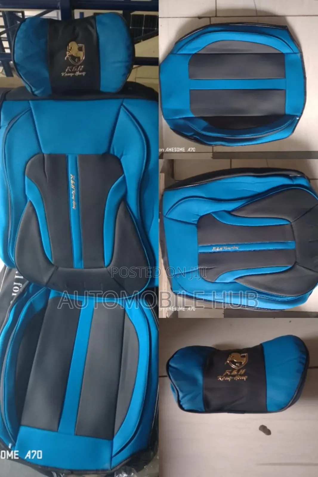 Car Leather Seat Covers - Blue and Black Car Seat Cover