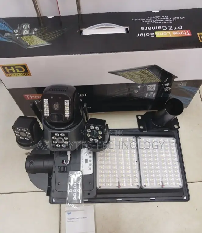 New Arrival 180w Solar Floodlight 4g Triple Lens PTZ Camera-3 Lenses