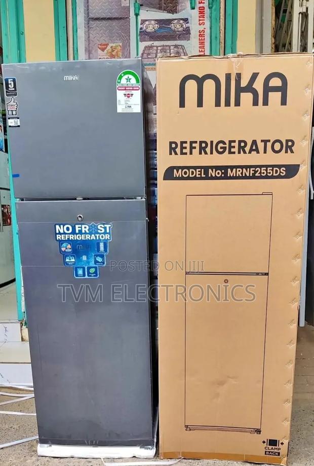 Mika Fridge, 2 Door Top Mount Freezer No Frost, 255l, Dark Silver