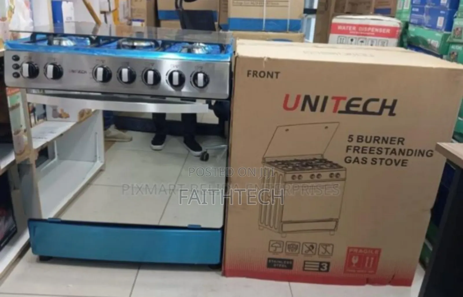 60*80 Unitech 5 Burner Freestanding Full Gas Cooker