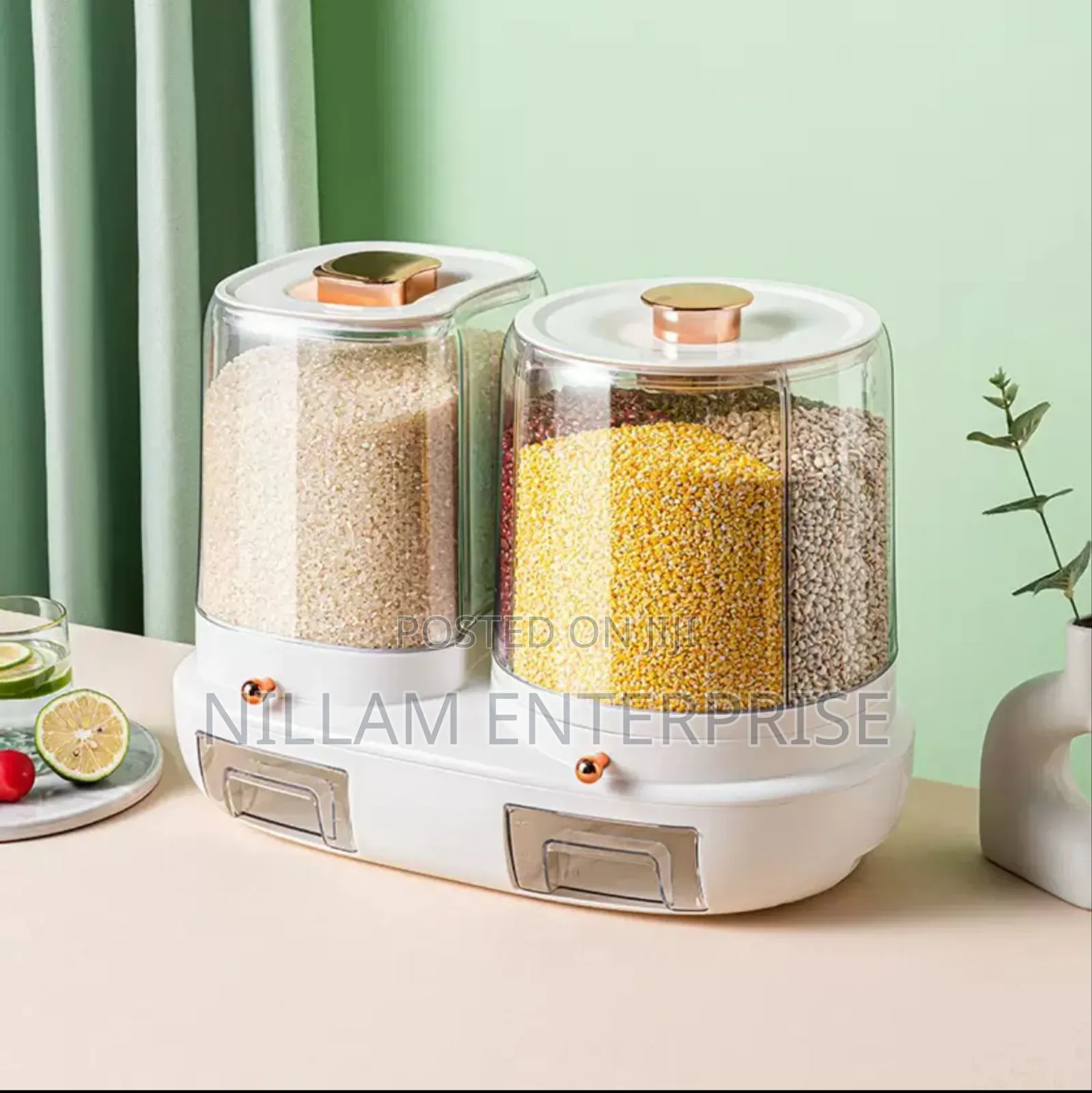 Rotatable Grain Storage Box With Compartments