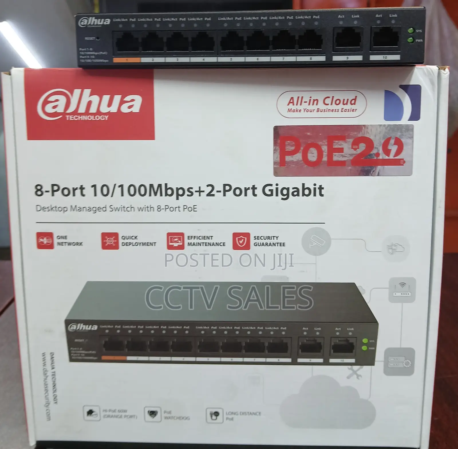 Poe Switch- 8 Port Poe Switch for Cameras With 2 Uplink Port