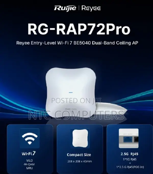 Rg-Rap72pro, Reyee Wi-Fi 7 Be5040 Dual-Band Ceiling Access Pointng .