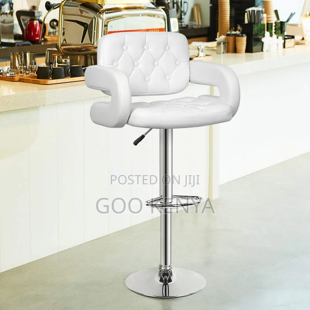 Kitchen Stool; Height Adjustable Stool With Swivel Leather Seat
