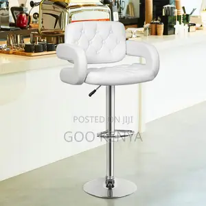Kitchen Stool; Height Adjustable Stool With Swivel Leather Seat