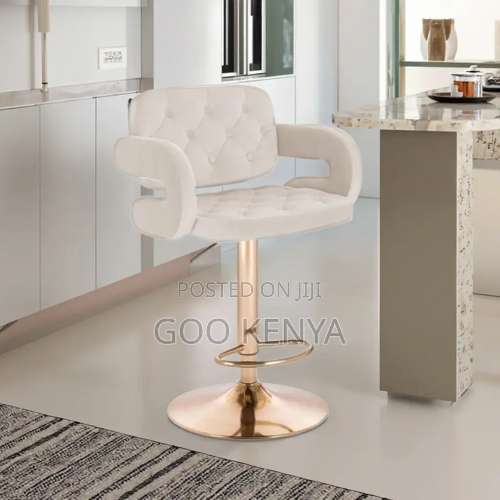 Kitchen Stool; Height Adjustable Stool With Swivel Leather Seat